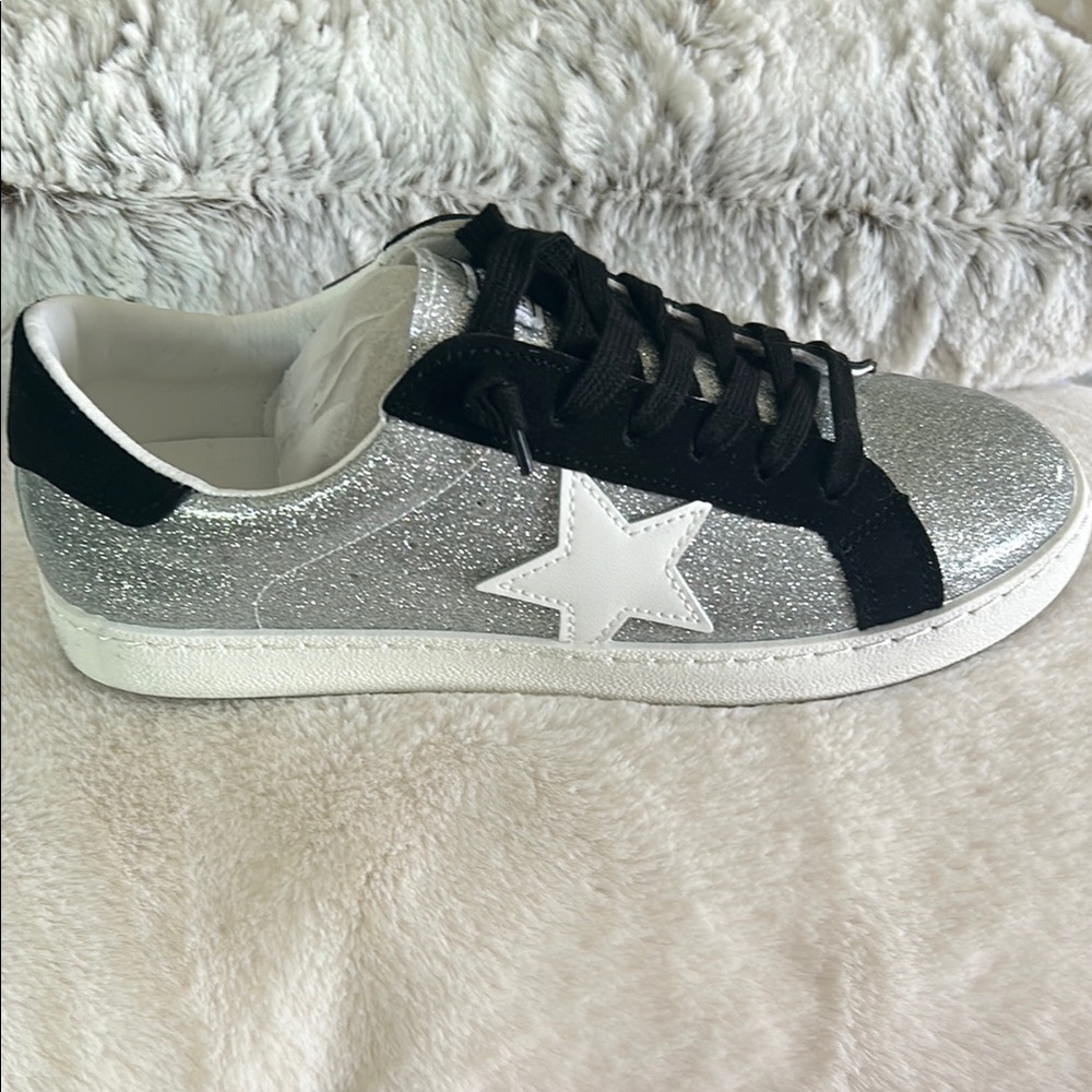 Vintage Havana’s Silver Glitter Sneakers with Star Detail